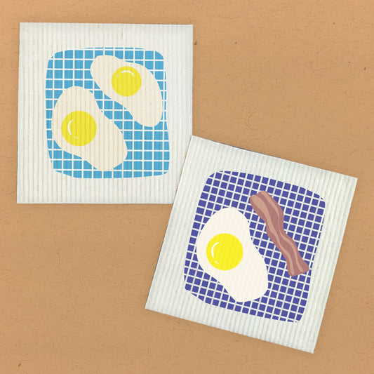 Eggs and Bacon Eco Swedish Dishcloth